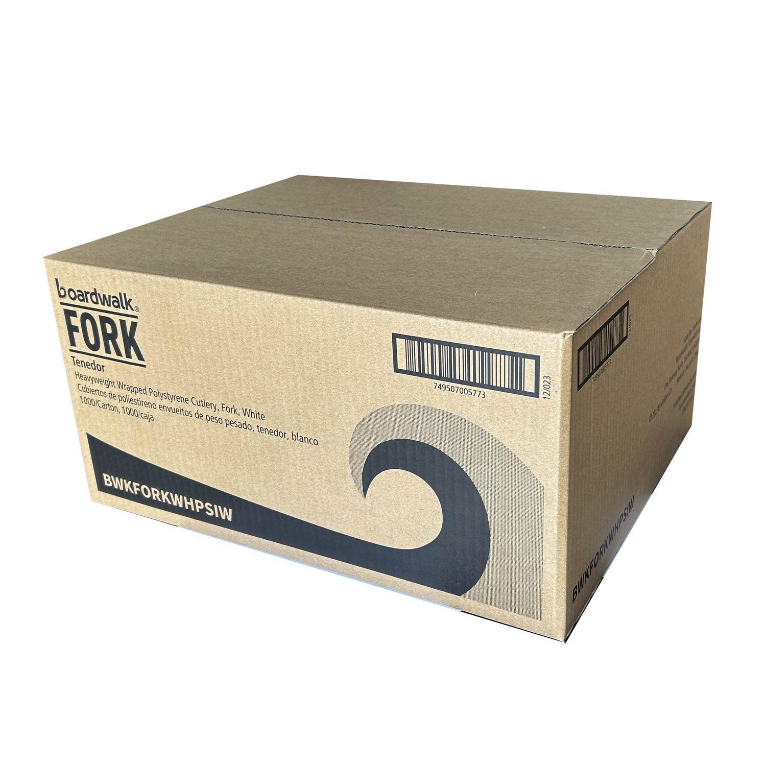 Boardwalk Disposable Plastic Forks, Case of 1,000, Individually Wrapped, White Polystyrene Silverware, White, Heavyweight Design