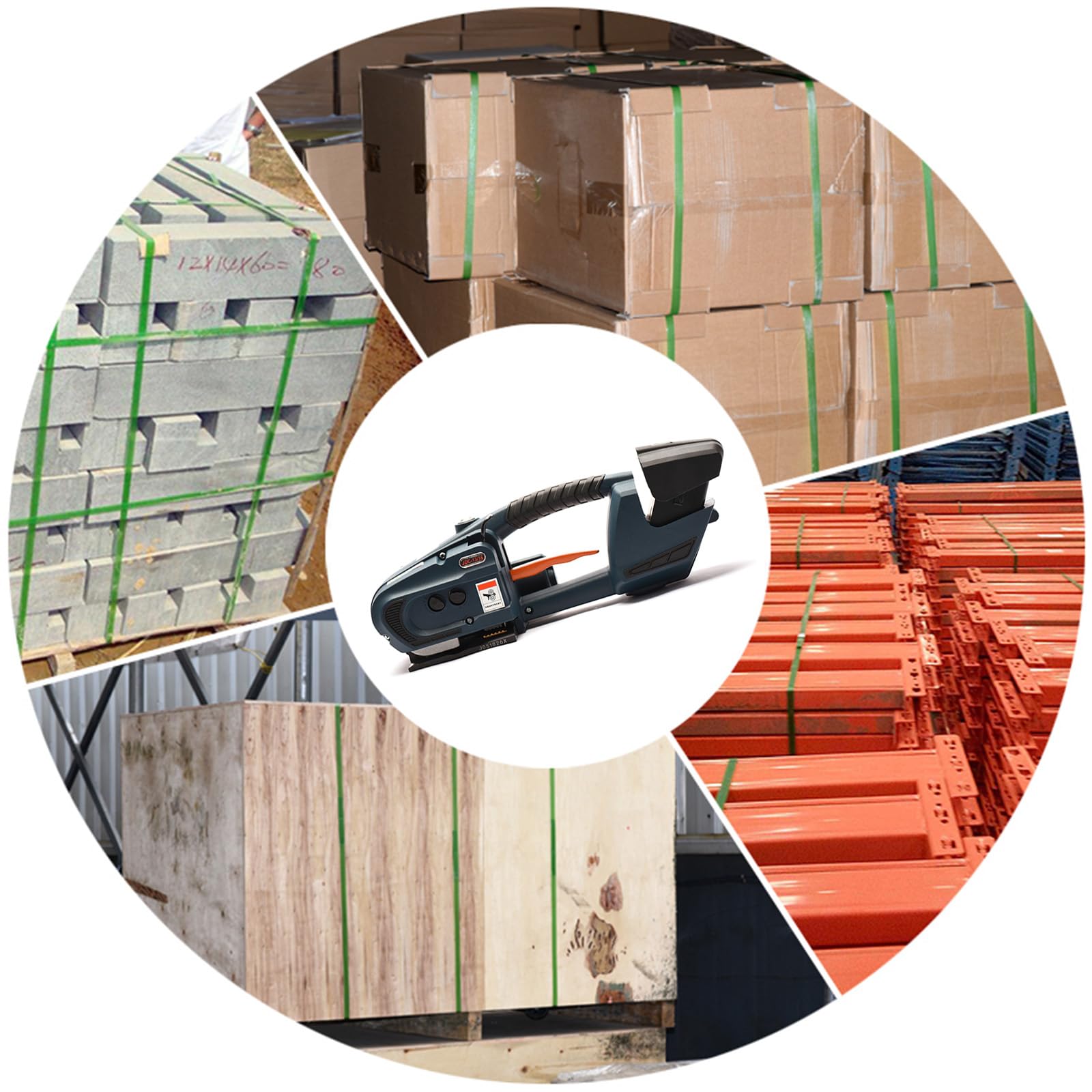 Reggiatrice elettrica - Strumento automatico per fasciatura per imballaggi in plastica, tenditore e pressa per pressa, soluzione di reggiatura efficiente per operazioni di imballaggio