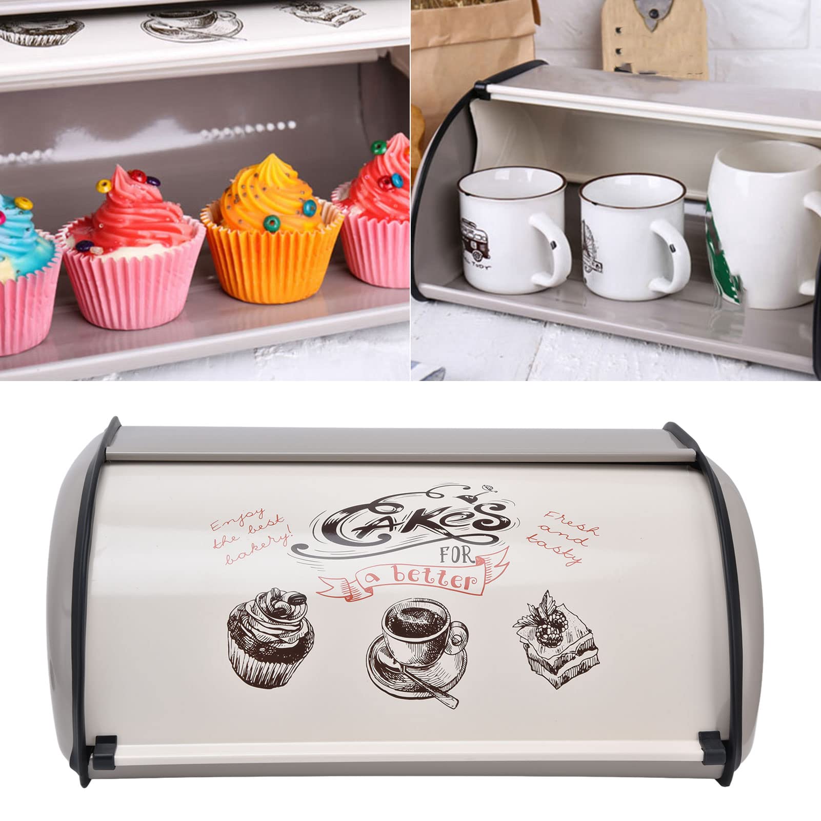 Ejoyous Brotkasten mit Rolldeckel, Große Kapazität Brotbox Brotbehälter Aufbewahrung für Backwaren Retro Brotkiste Brotbehälter, für Brot Brötchen Kuchen