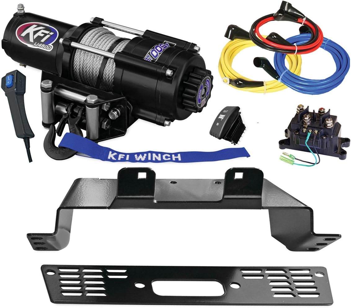 KFI Combo Kit - U45-R2 4500lbs Winch, Mount Bracket, Wiring, Switches, Remote Kit - compatible with 2014-2018 Polaris 570 Ranger 4x4 - Midsize