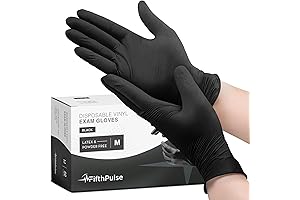 FifthPulse Black Vinyl Disposable Gloves: Powder and Latex-Free Essentials for Medical and Household Use