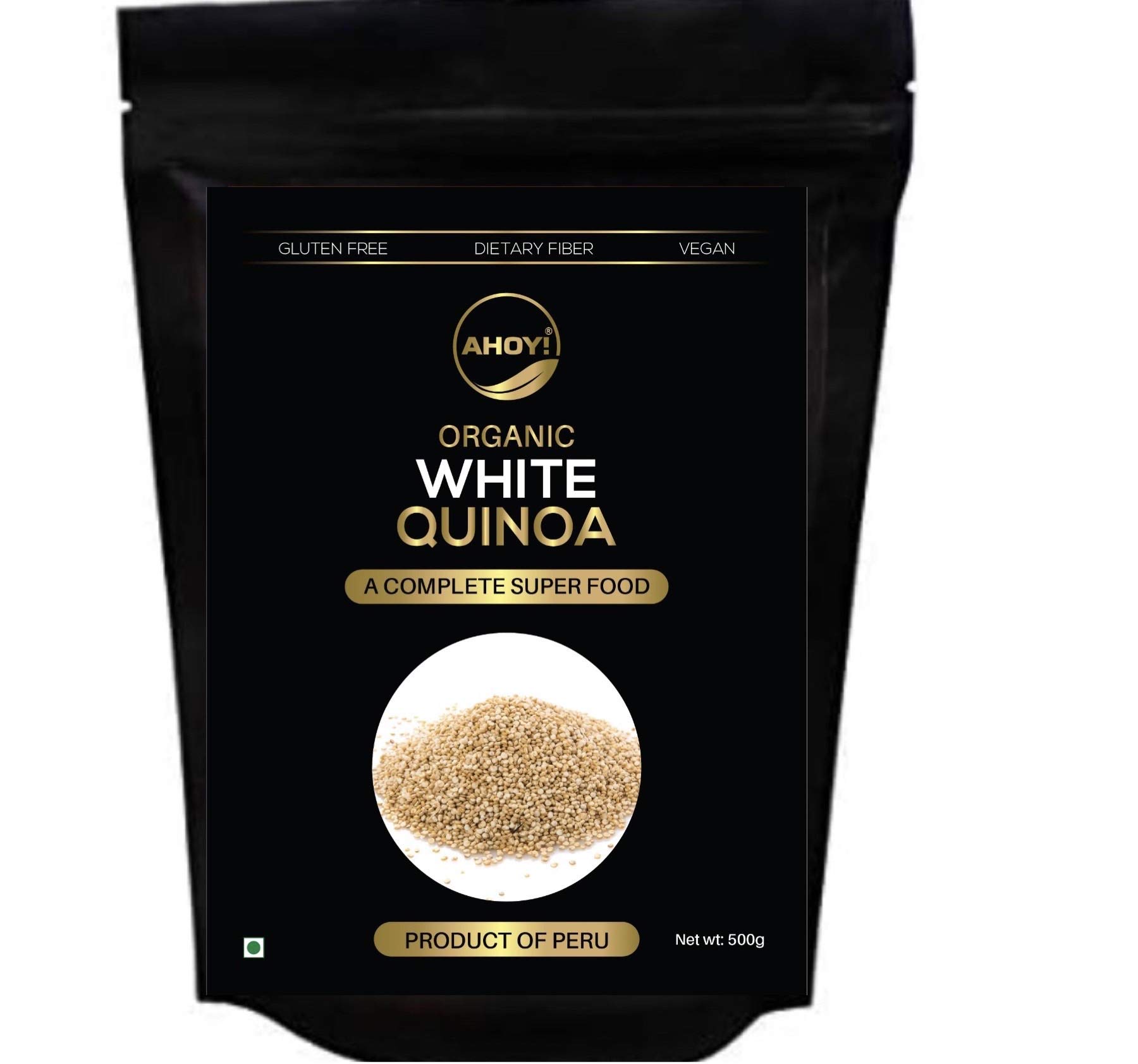 Ahoy! Pure White Quinoa | Organic | Peruvian | Gluten Free | Non GMO| No Preservatives | High Fibre Pack 500gm
