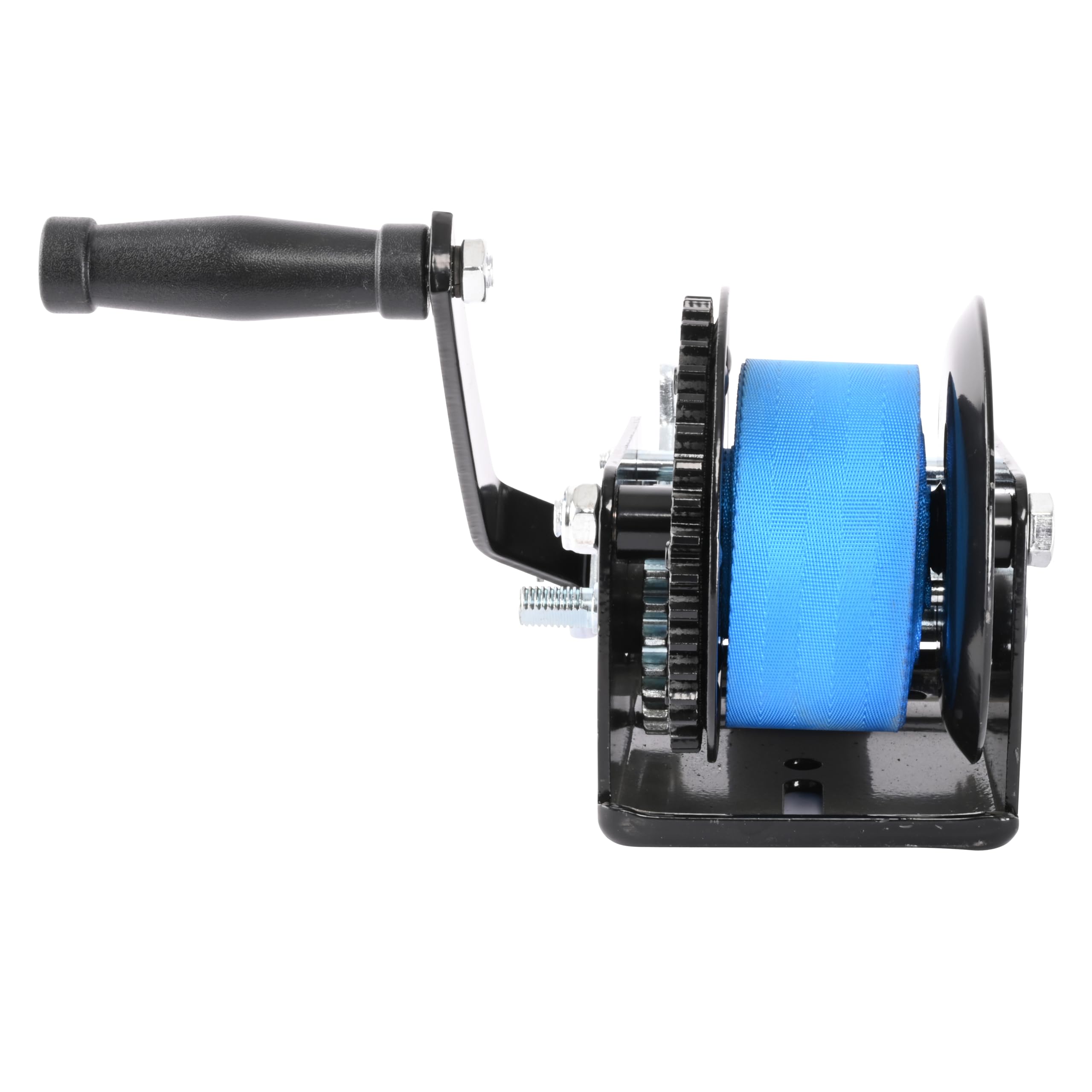 Güde Cabrestante GGHW 900/8 (900 kg de fuerza de tracción, 8 m de longitud de la correa, 5 cm de ancho de la correa, gancho de carga con apertura de gota, palanca de bloqueo, manivela con mango suave,