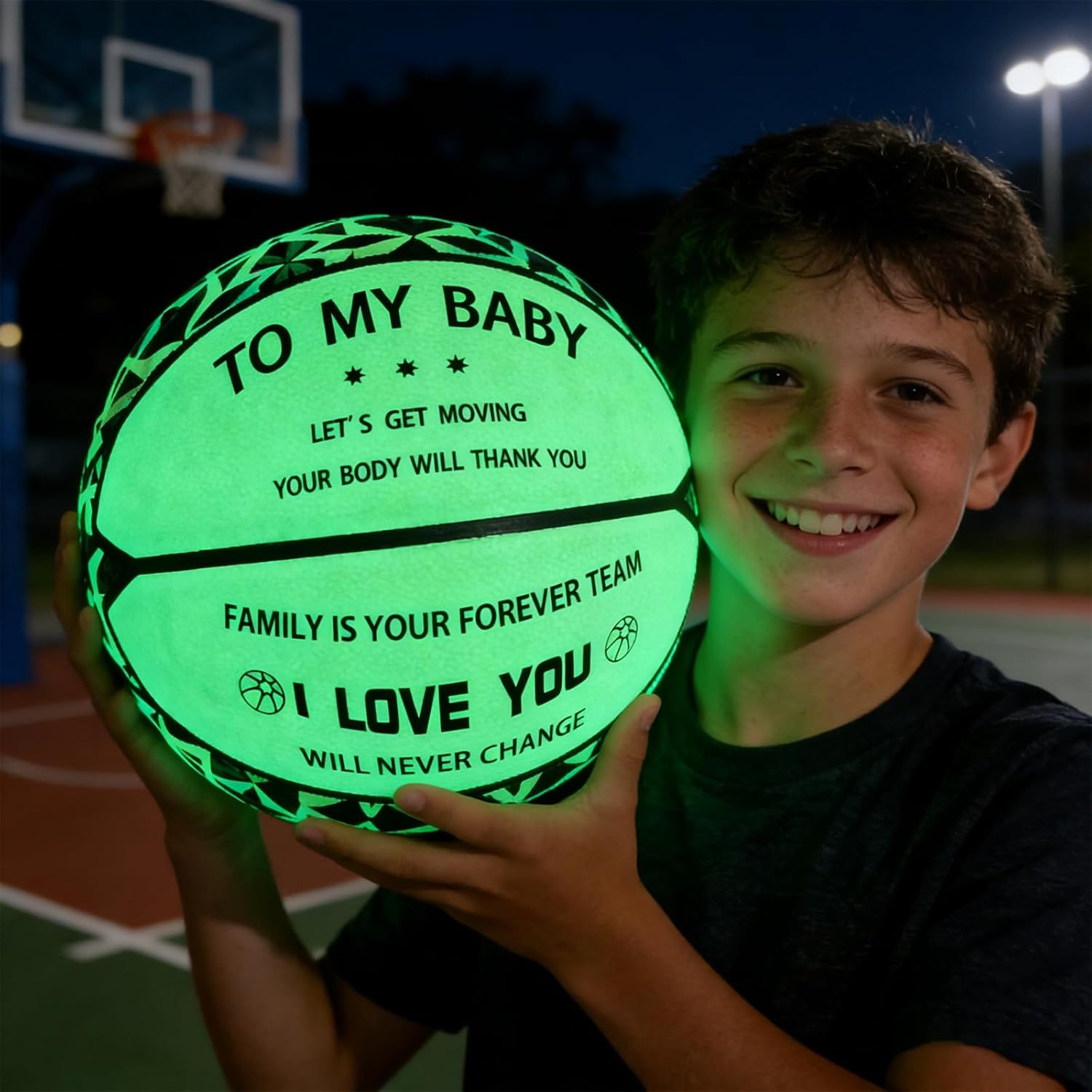 Tie-Dye Glow in the Dark Basketball-First Artistic Night Glow Ball, Size 7, Includes Air Pump&Bag, Essential for Outdoor Courts,Ultimate Novel Gift