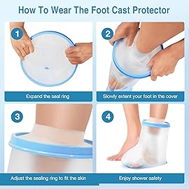 Waterproof Foot Cast Covers for Shower Adult, Shower Boot Foot Protector with Non-Slip Bottom, Adult Cast Protector for Shower Ankle Foot After Surgery