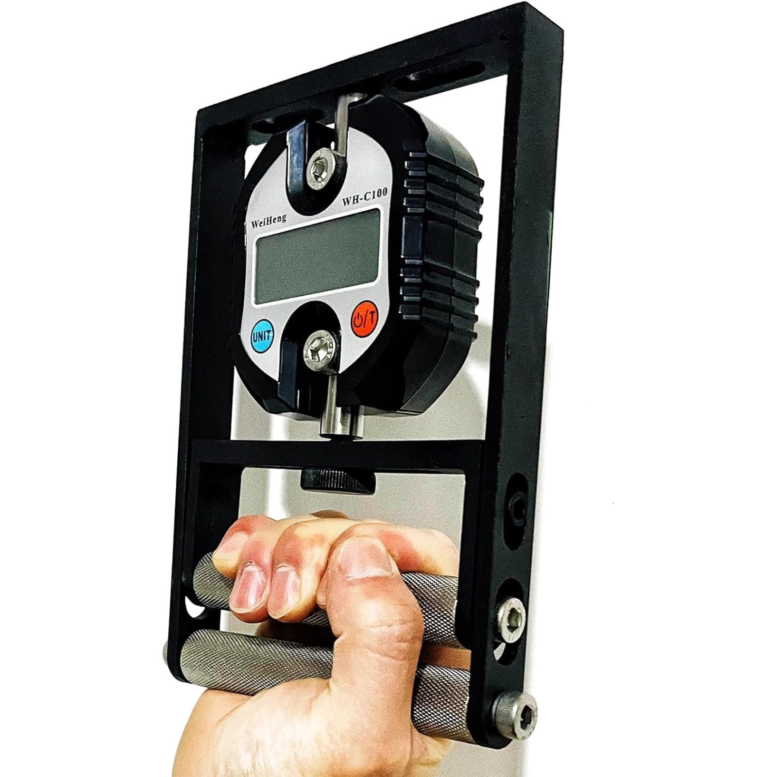 Dinamómetro digital de mano, probador de fuerza de agarre con mango ajustable, carga máxima de 150 kg, ejercitador de agarre de mano para entrenamiento muscular de muñeca, antebrazo y dedos, prueba de