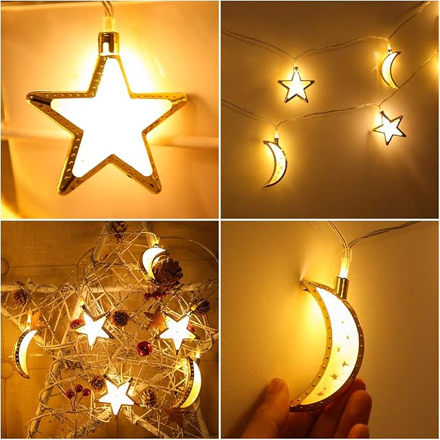 Reshower Star Fairy Lights,5M 20Pcs LED Battery Powered String Lights, Two Mode Monochrom and Shining Decoration Lightning for Christmas Wedding Birthday Valentine Party Bedroom Indoor&Outdoor