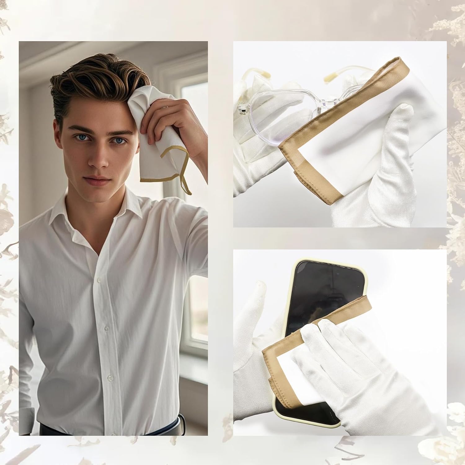 Pocket Squares for Men White Suit Mens Handkerchiefs Soft Hankies