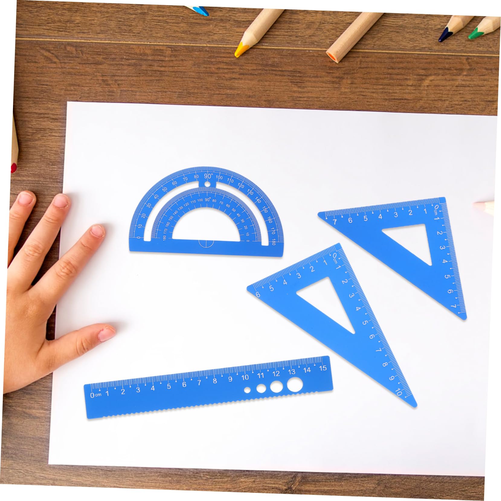 Gadpiparty Lot De 5 Rapporteurs Règles De Mise À L'Échelle Équerres De Mesure Dessin Géométrie Mathématiques Pour Salle De Classe Bureau Triangle Métrique Standard Droite