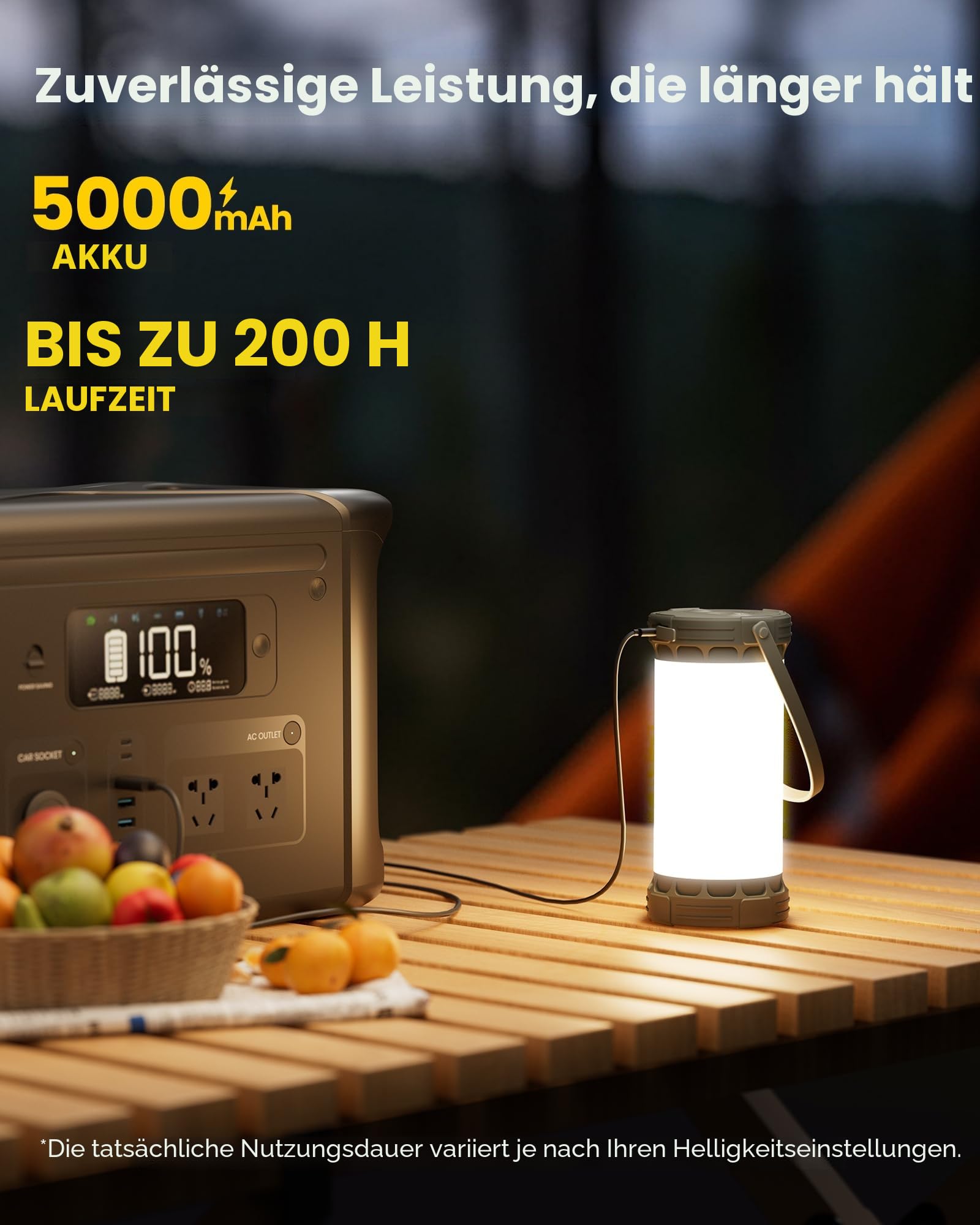 Glocusent Campinglampe & Zeltlampe:1500 lm Campinglicht 135 LED, 200 Stunden, 5000 mAh mit 3 Farben und 5 Helligkeitsstufen, SOS, wiederaufladbare Laterne für Stromausfälle, Camping, Wandern, Notfälle