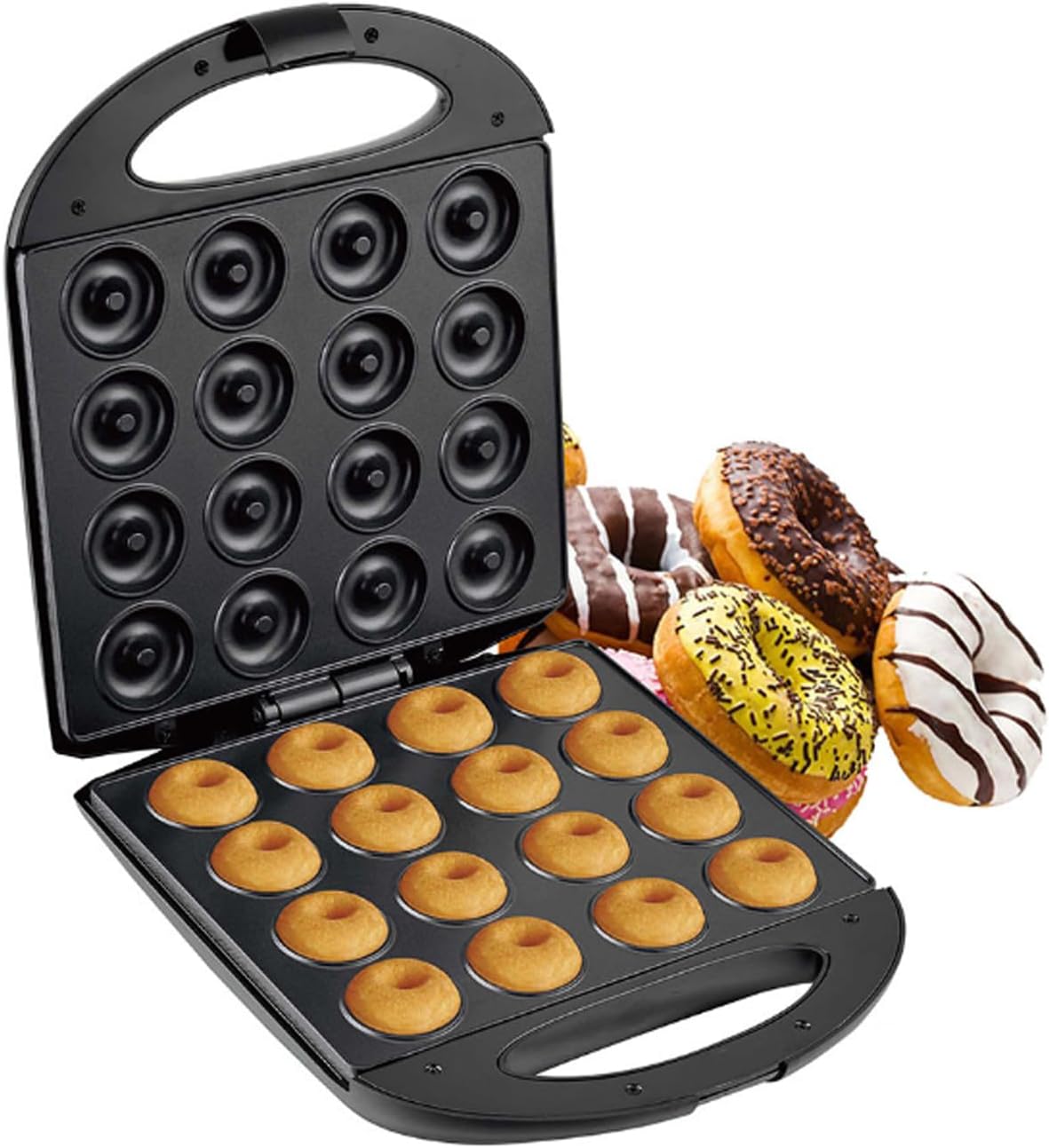 16 Holes Mini Donut Maker, Pancakes Maker Machine for Breakfast, DoubNon Stick Double Sided Heating, Constant Temperature Heating, Teflon Coating, Suitable for Home and Bakery
