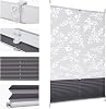 Sekey No-Drill Double Pleated Blind Day+Night Blackout Blind Tensioned Light Protection Klemmfix Translucent Burnout Pattern 50 x 100 cm Print and Grey