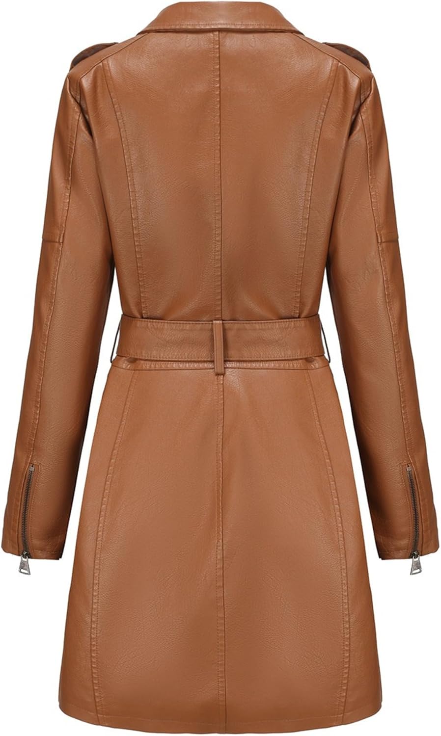 Women's Stand Collar Comfort PU Coat Solid Stylish Moto Biker Coat Jacket Faux Leather Vintage Coats