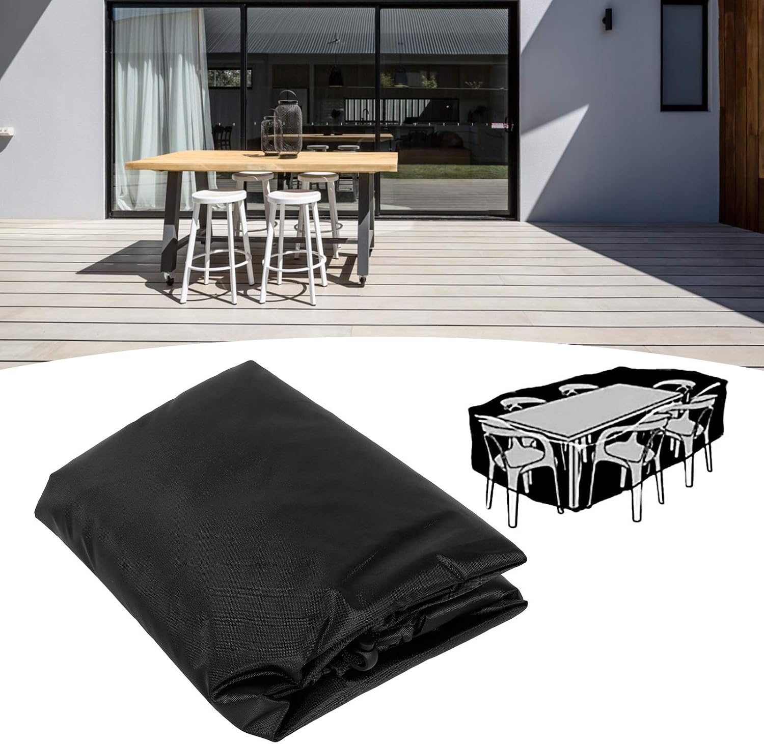 Outdoor Furniture Cover 420D Oxford Cloth Table and Chair Dust Proof Protector for Garden Patio Courtyard 200 x 160 x 70 cm