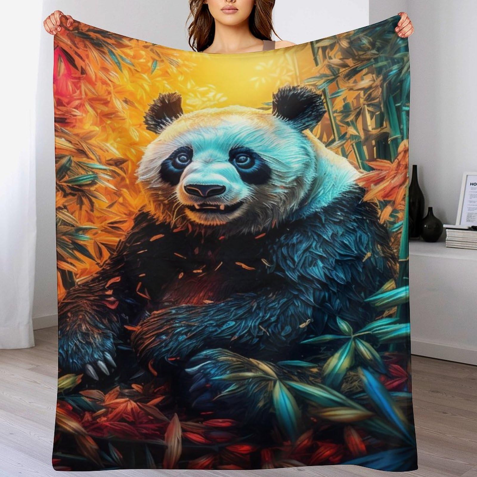 Couverture en flanelle Panda Polaire anti-froid pour lit et sofa douillet