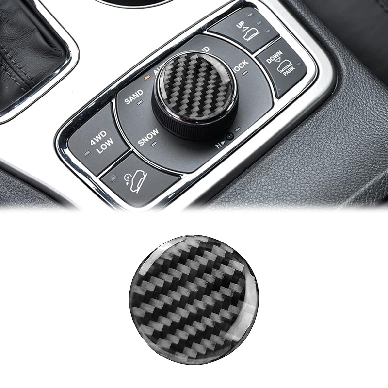 Capa decorativa em fibra de carbono para botão da manopla de câmbio Jeep Grand Cherokee 2014–2020 SUNJIKA