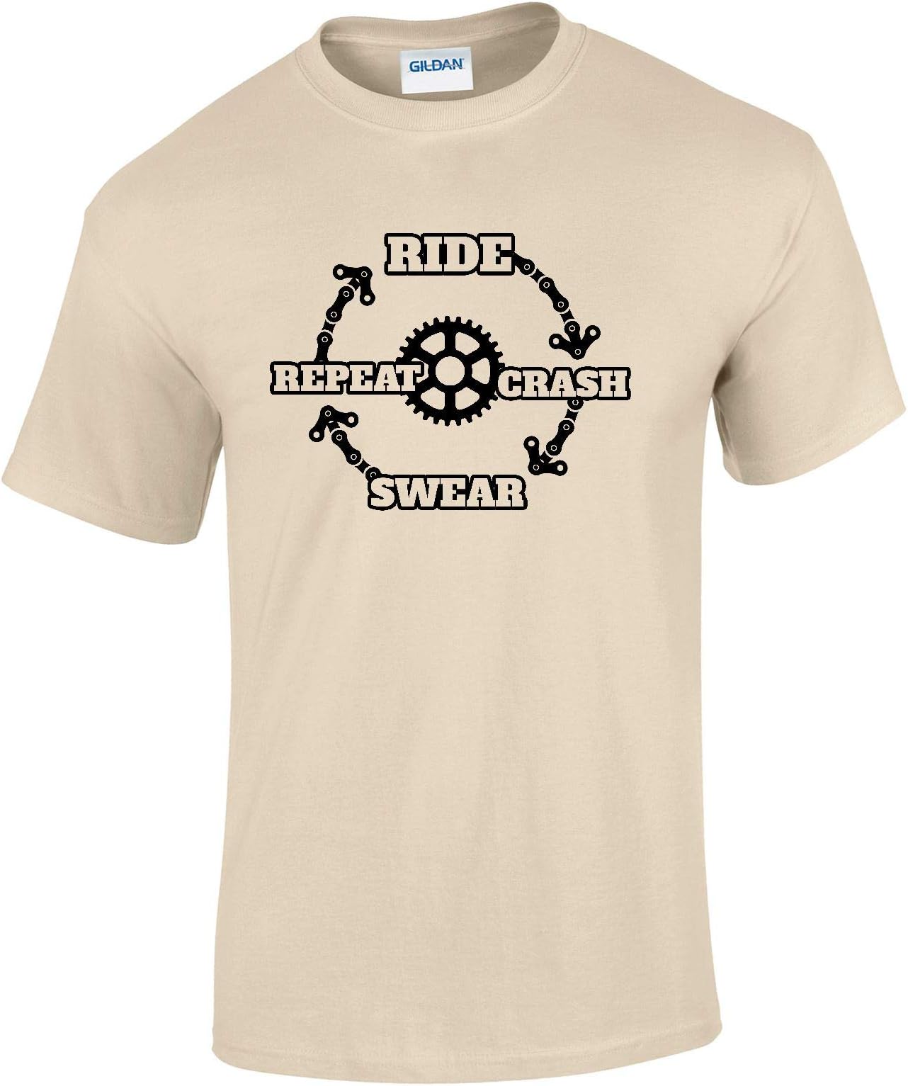 Bang Tidy ClothingMountain Bike MTB Gifts Accessories Ride Crash Swear Repeat T Shirt Top Funny Biking Clothing for Men