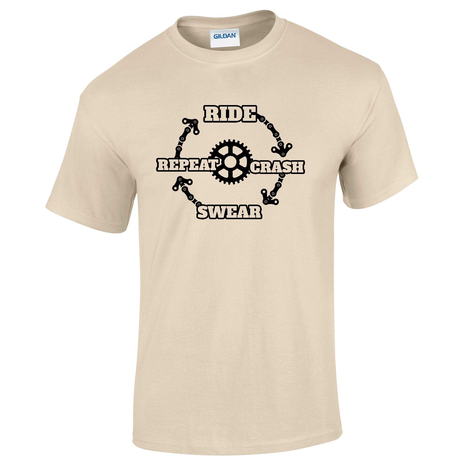 Bang Tidy ClothingMountain Bike MTB Gifts Accessories Ride Crash Swear Repeat T Shirt Top Funny Biking Clothing for Men