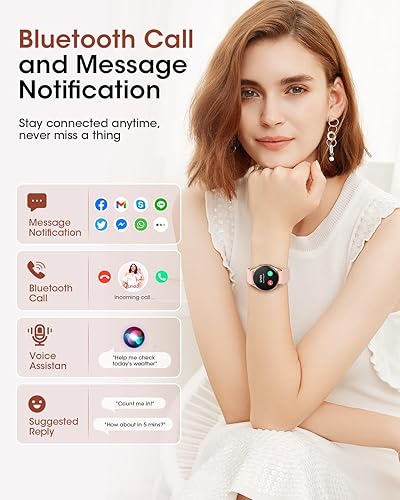 Miniatura 4 de Relojes inteligentes para mujer, reloj de fitness impermeable IP68, reloj inteligente con frecuencia cardíaca, sueño, monitor SpO2, llamadas