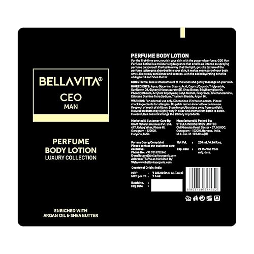 Miniatura 8 de Be.lla Vita Luxury Intense CEO Man Body Perfume Lotion for Nourishing, Hydrating, Soft, Supple & Healthy Skin with Argan Oil & Shea Butter 200 Ml