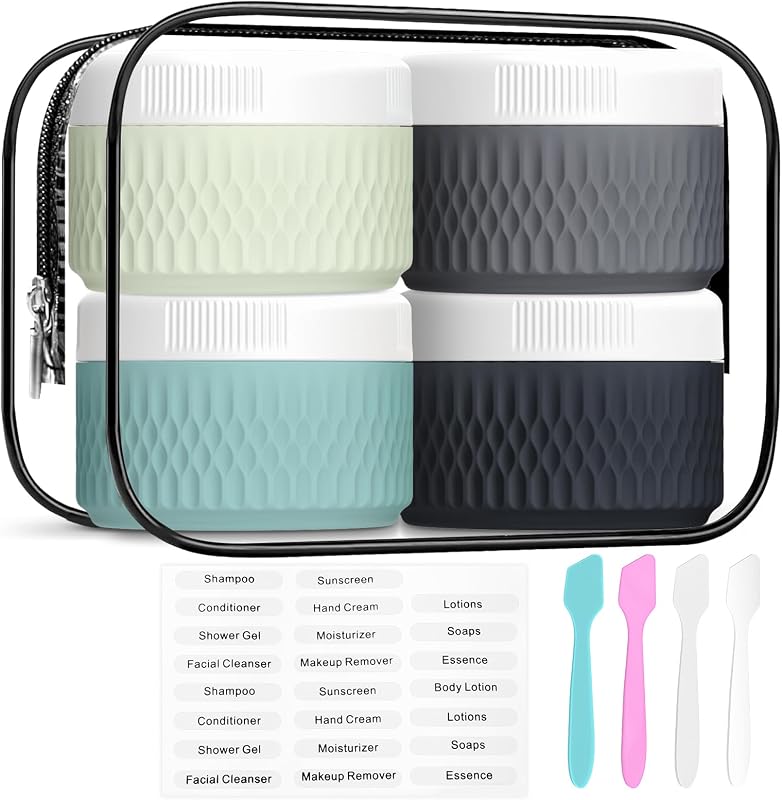 WLEAD Frascos de Silicone Recarregáveis para Cosméticos, 37 mL, Pacote com 4
