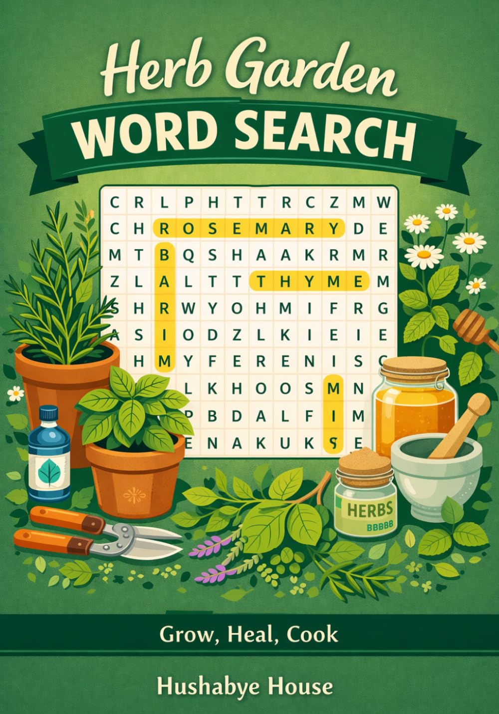 Herb Garden Word Search: Grow, Heal, Cook: 51 Themed Puzzles on Culinary Herbs, Medicinal Plants & Natural Remedies — A Gift for Herbalists, Home ... (Gardening & Herb Garden Word Search Series)