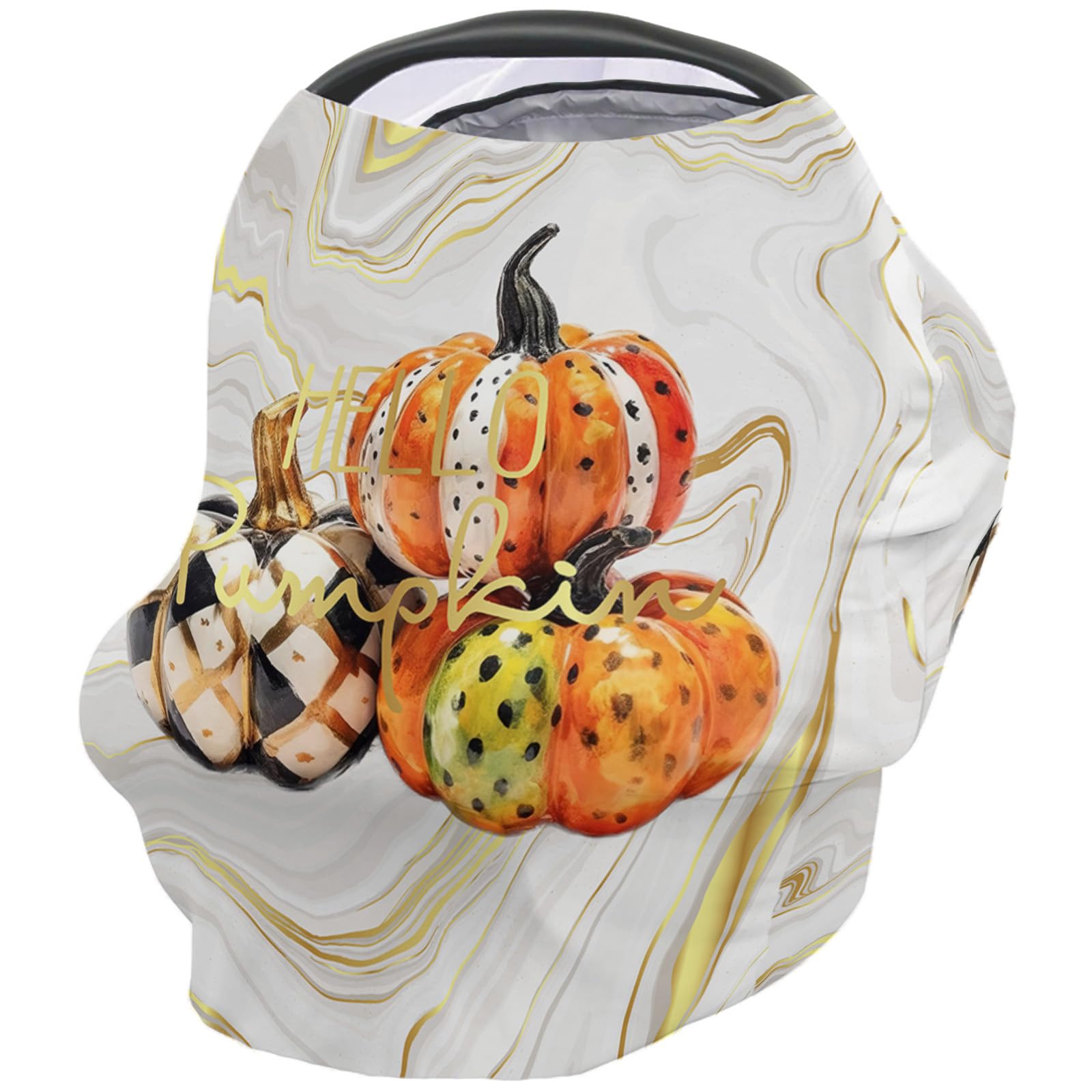 Nursing Cover for Breastfeeding Scarf, Polka Dot Pumpkin Marble Art Fall Thanksgiving Baby Car Covers Super Soft Multi Use for Canopy Shopping Cart Cover Blanket Stroller Cover