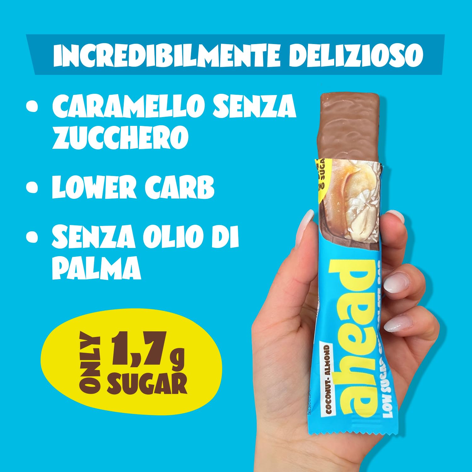 AHEAD Barrette Chetogenica – 18 x 35g – Coconut Almond – senza zucchero – solo 5g di carboidrati netti per pezzo low carb – Keto Bar