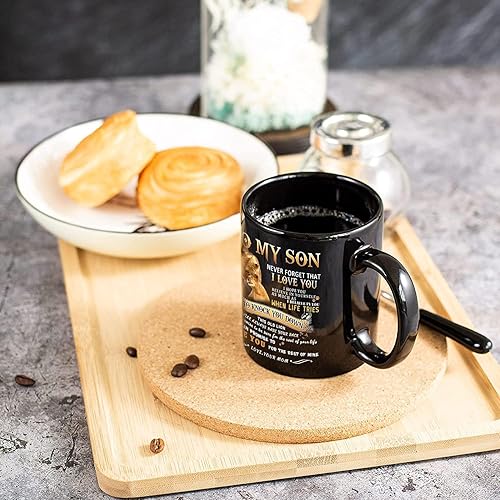 Miniatura 5 de Shqiueos Regalos de Navidad para hijo de mamá a mi hijo, taza de león, regalos de cumpleaños para hijo de parte de mamá, regalo inspirador del día