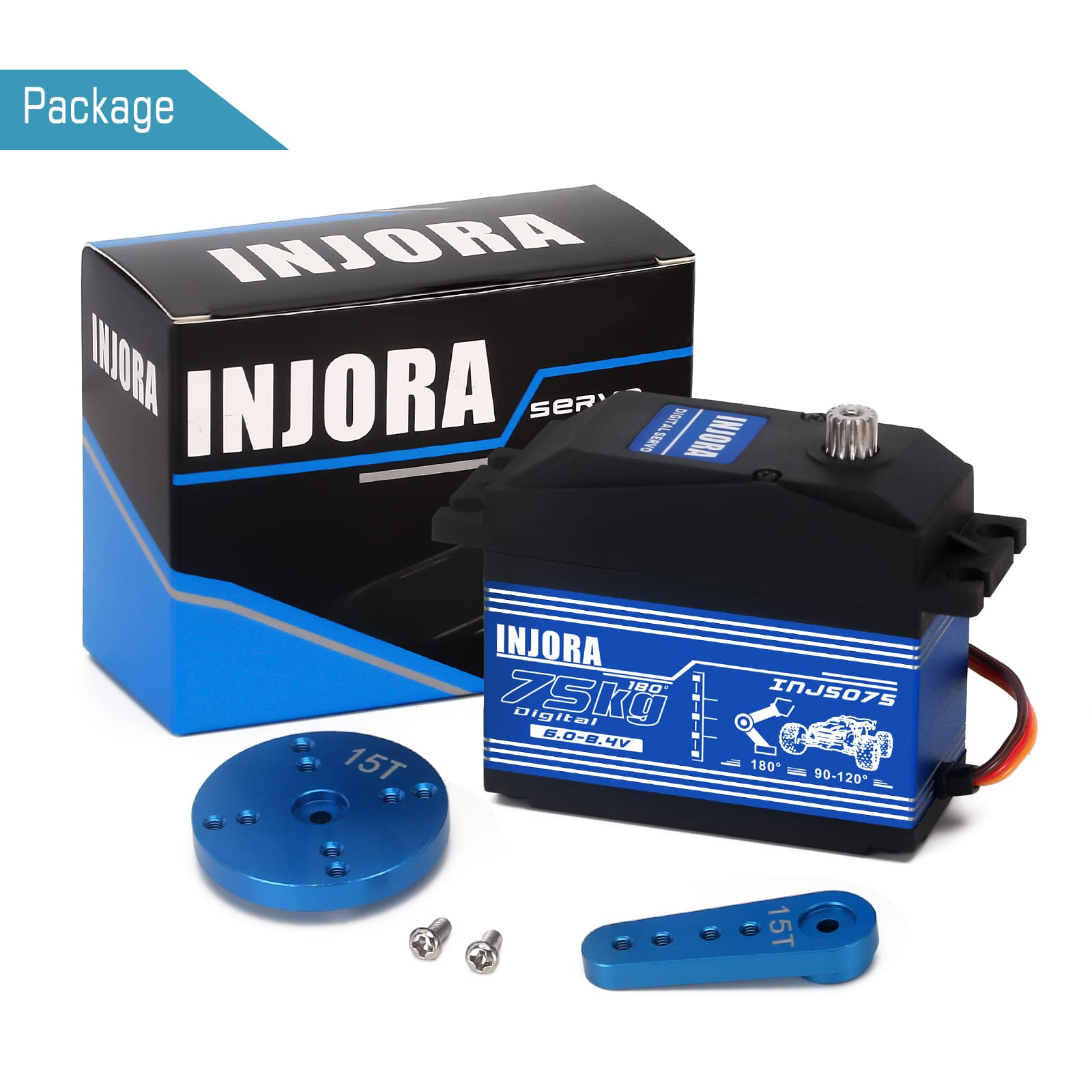 INJORA 75KG Digitales Servo Alto par Con Brazo 15T Para RC Modelo 1/5 Baja