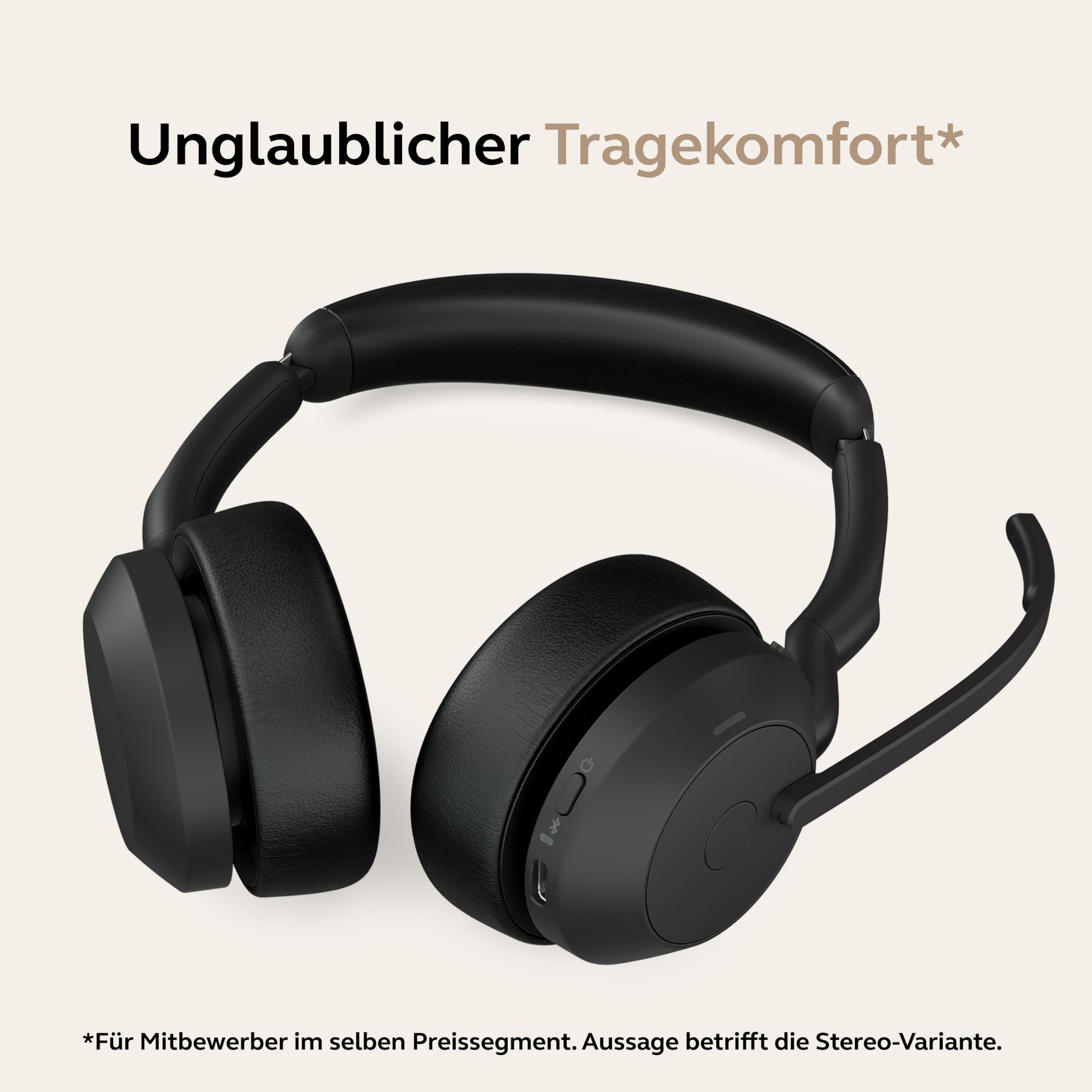 Jabra Evolve2 55 - schnurloses Stereo-Headset Air Comfort - Mikrofone mit Geräuschunterdrückung und ANC - für MS Teams Zertifiziert, mit Anderen Plattformen kompatibel - Schwarz