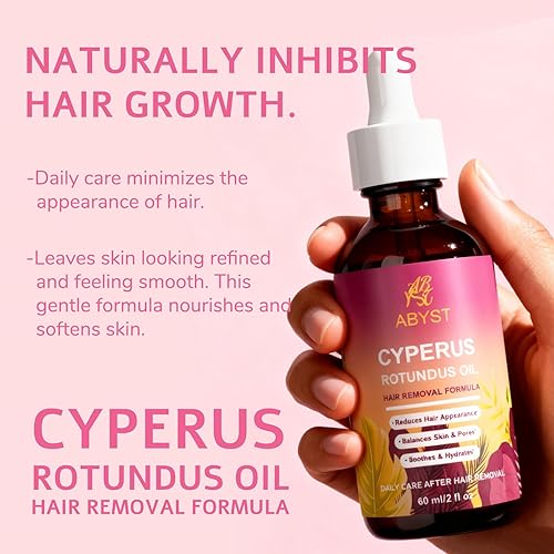 Miniatura 6 de Aceite puro Cyperus Rotundus para el cuidado de la depilación, 2 onzas líquidas, inhibidor natural del crecimiento del cabello para retardar el