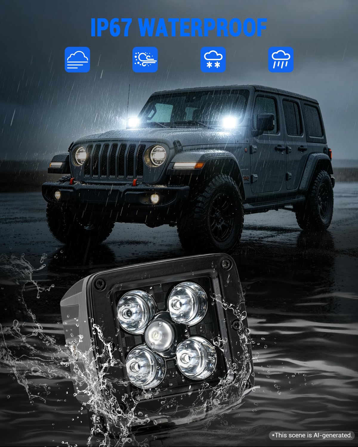 SUPAREE Offroad Zusatzscheinwerfer Led Offroad Scheinwerfer 12V IP67 3000LM