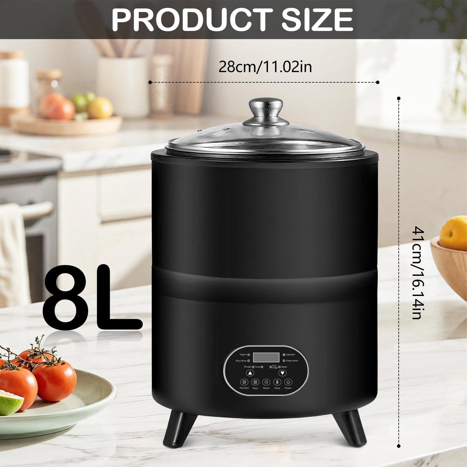Aisny Yogurtera, Multifuncional Máquina de Yogur de 8 litros con Gran Capacidad y Pantalla de Tiempo Yogurt Maker para la Producción de Yogur en Grandes Cantidades