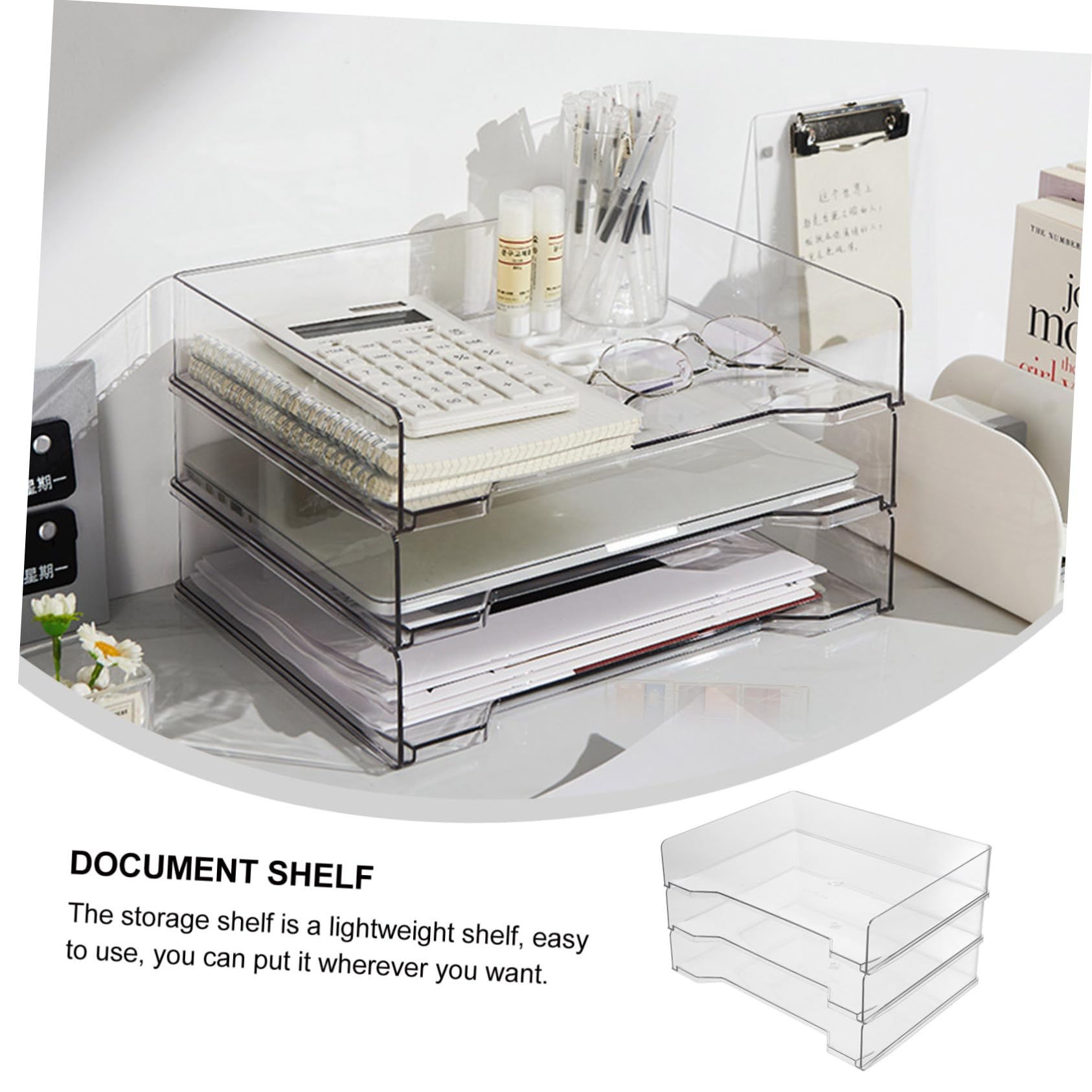 3 unidades de archivos, elegante caja de almacenamiento de escritorio, soporte de papelería de oficina, estante de documentos, estantería que ahorra espacio para el hogar y la oficina