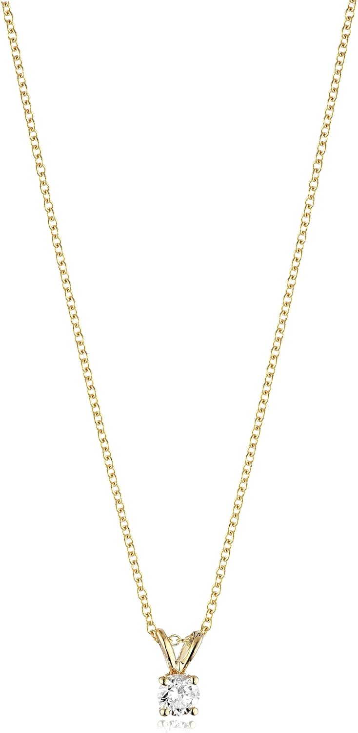 Amazon Essentials 14k Gold Adjustable Prong Set Round-Cut Diamond Pendant , (previously Amazon Collection)