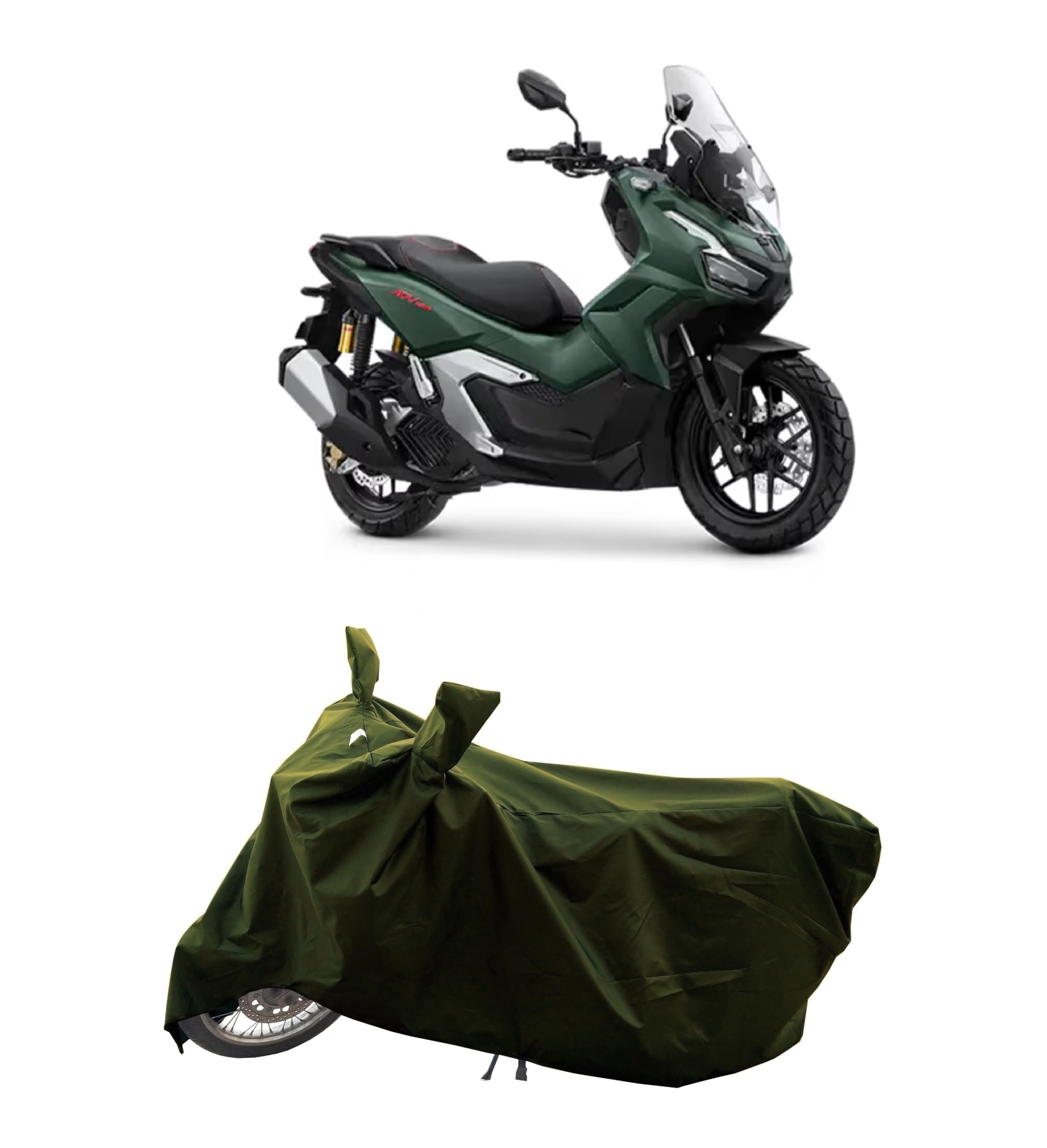 All Season Protection Bike Cover for ADV 160 Maxi BS6 Scooty Scooter Bike Cover with Water-Resistant and Dust Proof Premium 190T Fabric_Olive-image-15