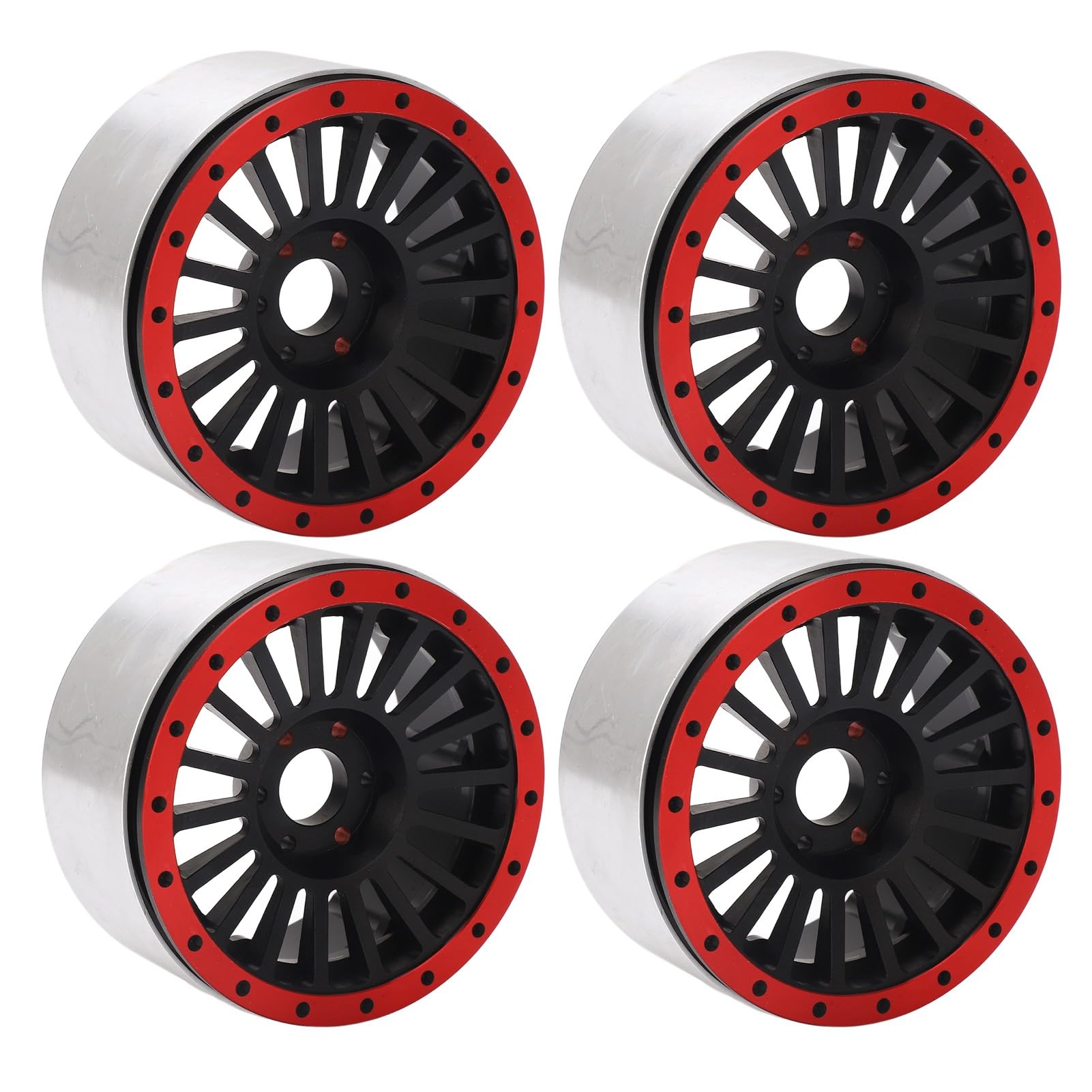 Jante de Roue de Voiture RC, Jante de Roue RC 2,6 Pouces, Installation Facile, Aluminium Durable, 4 Pièces Réutilisables pour Voiture 1/10 RC (Rouge)