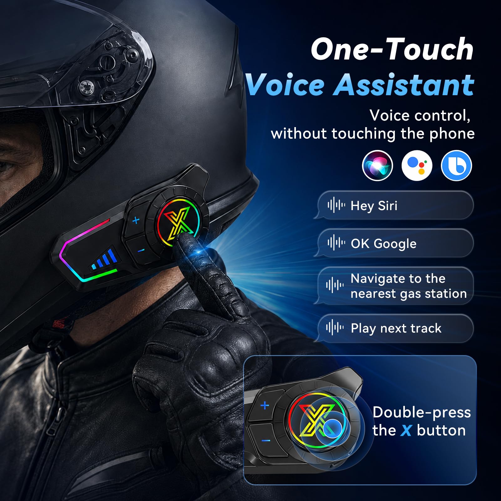 F20Pro - Cuffie per moto, intercom per 2 conducenti fino a 1000 m, Bluetooth 6.1, accoppiamento universale, condivisione musicale, cancellazione del rumore CVC e DSP, IP67, con vivavoce, 2 pezzi