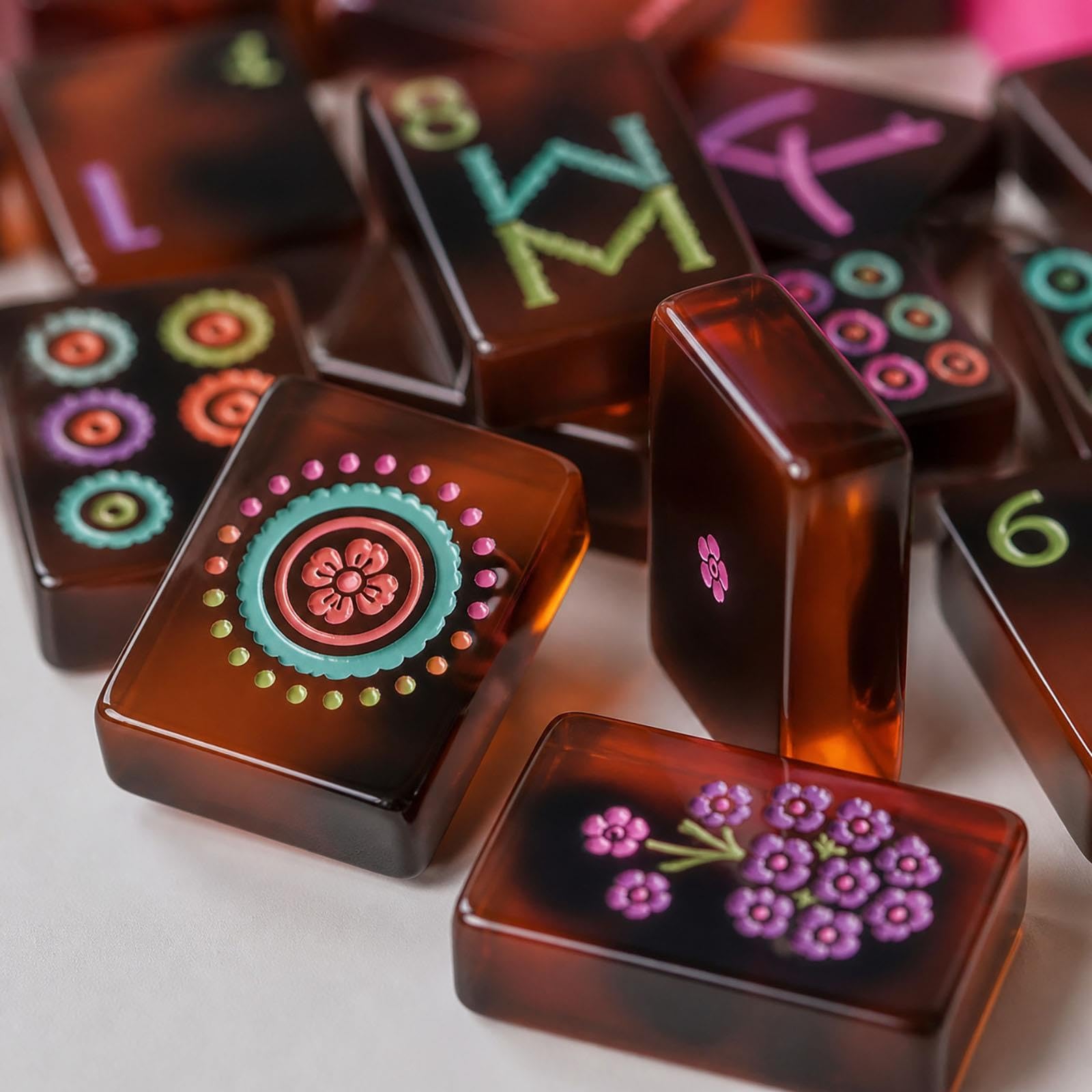 Las Tejas Americanas de Mahjong de 4 Capas fijaron el acrílico Grabado