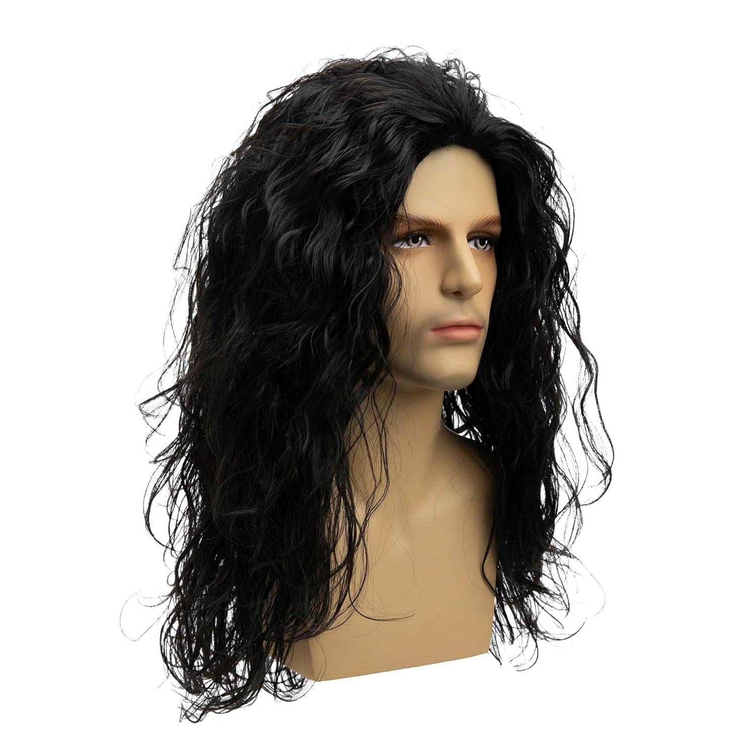 Qnbiar Long Curly Wavy Black Wigs for Men Synthetic Natural Party Halloween Cosplay Hair Wig - Image 2