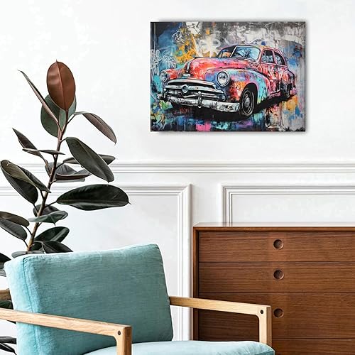 Miniatura 5 de Banksy - Arte de pared de graffiti para automóvil, arte abstracto de calle pop, decoración de pared, acuarela, impresiones en lienzo colorido retro