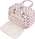 Narwey Checkered Sac de toilette de voyage pour les femmes, grand maquillage Cosmétiques Sac Organisateur pour la taille de voyage Articles de toilette Douche Essentiels Accessoires (Mint Green Checkerboard)