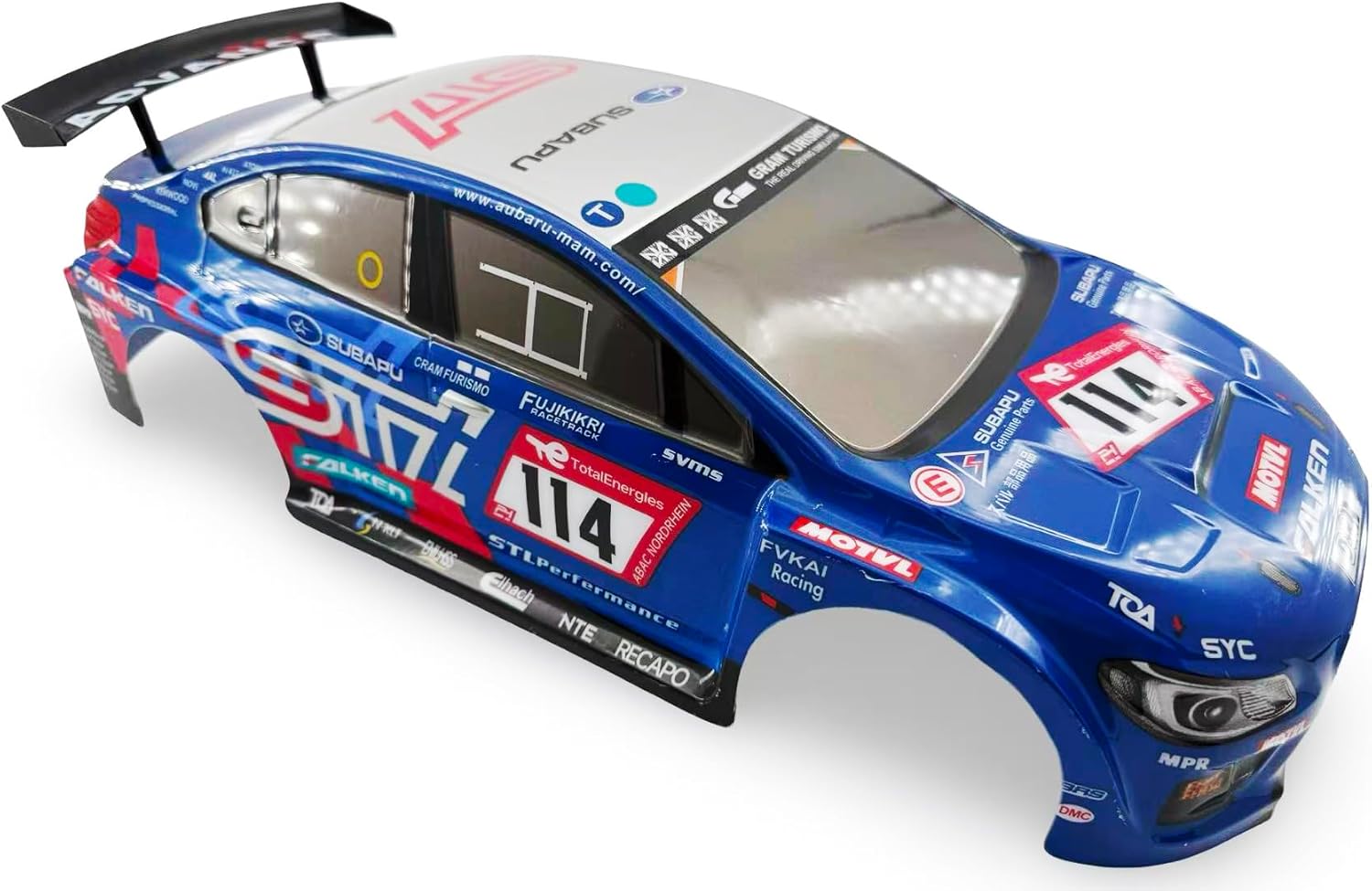 1/10 Scale RC Drift Racing Touring On Road Car Painted Body Shell, Spoiler Included, Pre-Cut, 258mm Wheelbase (Subaru STI Style)