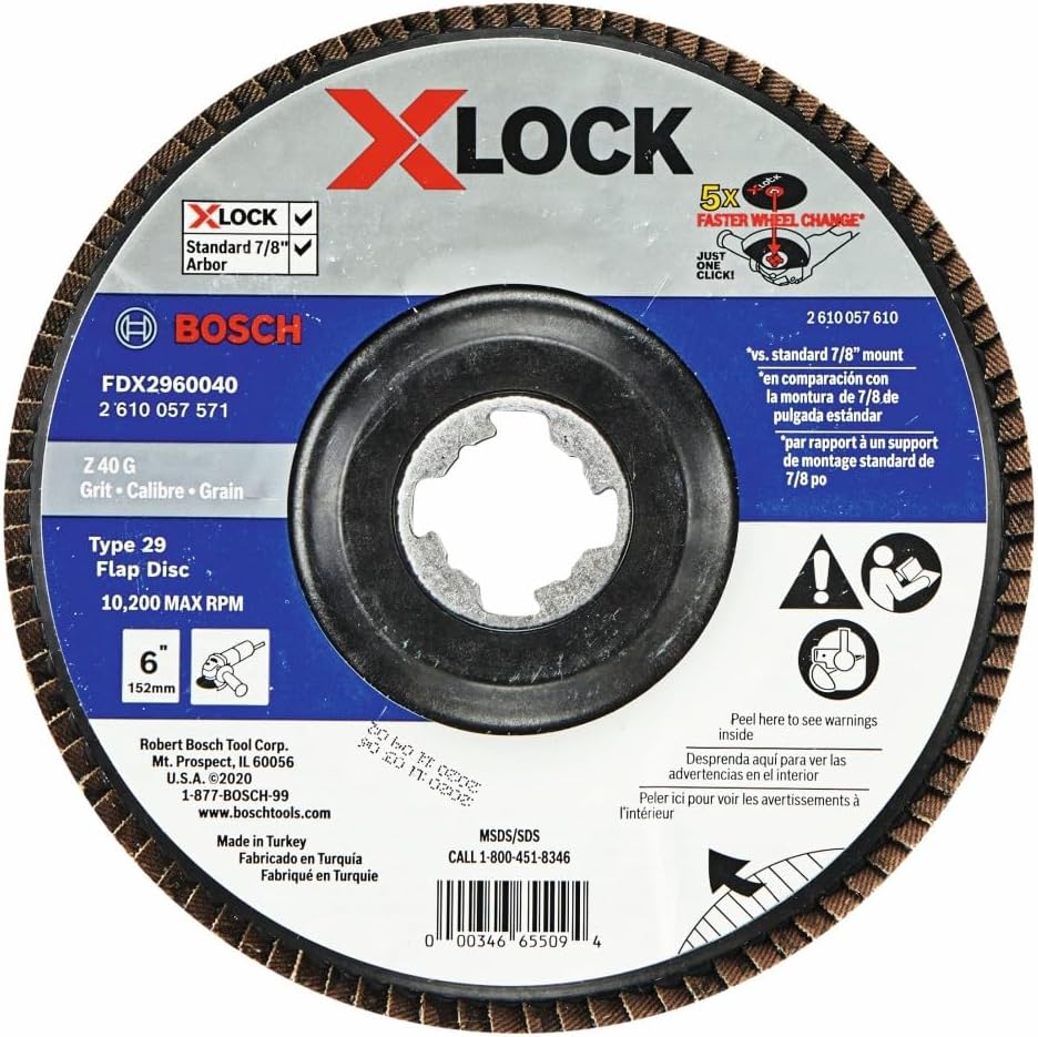 BOSCH FDX2960040-10 6 in. X-Lock Arbor Type 29 40 Grit Flap Disc