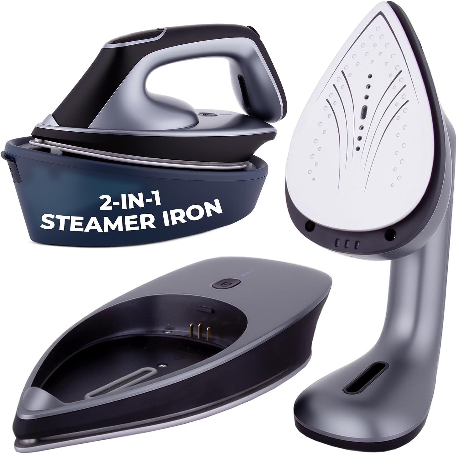 Bellairon Duetto 2-in-1 Steam Iron & Garment Steamer + XL Steam Station, 27 oz Water Tank, Vertical & Horizontal Steaming, 1600W