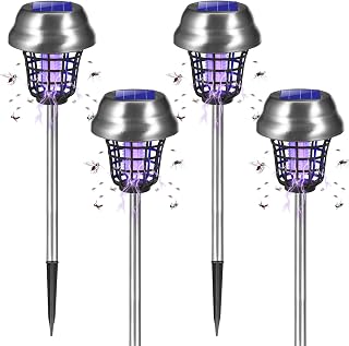 2026 Solar Bug Zapper Outdoor Waterproof Mosquito Repellent Outdoor Patio Mosquito Trap & Killer for Backyard, Garden, Farm, Solar Powered Fly Zapper for Small Flying Insect, Gnats, Flies, Moths(4)
