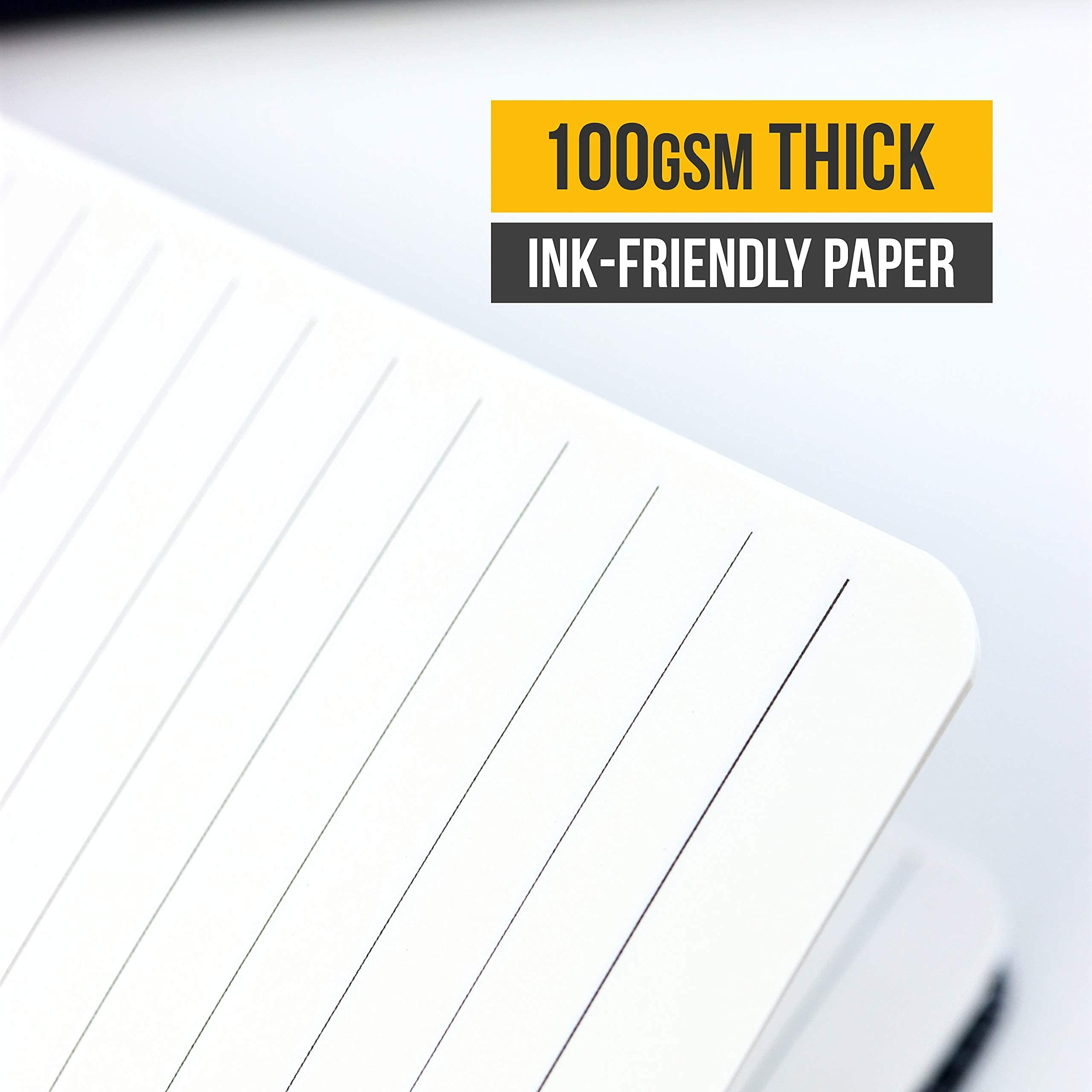 A5 Notebook, Lined, (20.8cm x 13.1cm), Hardback | Premium 100gsm Thick Ivory Paper, Classic Ruled Writing Journal, Hardcover, PU Leather, (PURPLE)