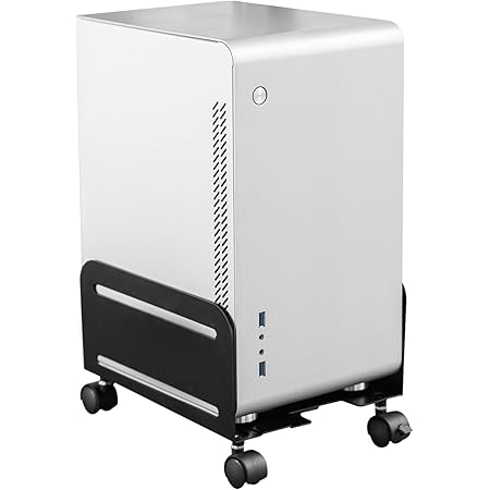 Allcam CPU Holder Mobile PC Computer Floor Stand Trolley w/ 4 Wheels, Width Adjustable, in Black