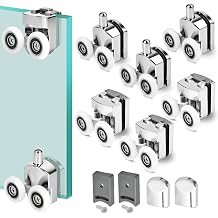 4 Pcs 23mm Shower Door Rollers Wheels Replacement Shower Door Runners Screen Rollers for Curved Sliding Shower Doors Enclosures, Fits 4-6mm Glass, Anti-Collision Block2 Top + 2 Buttom Wheels